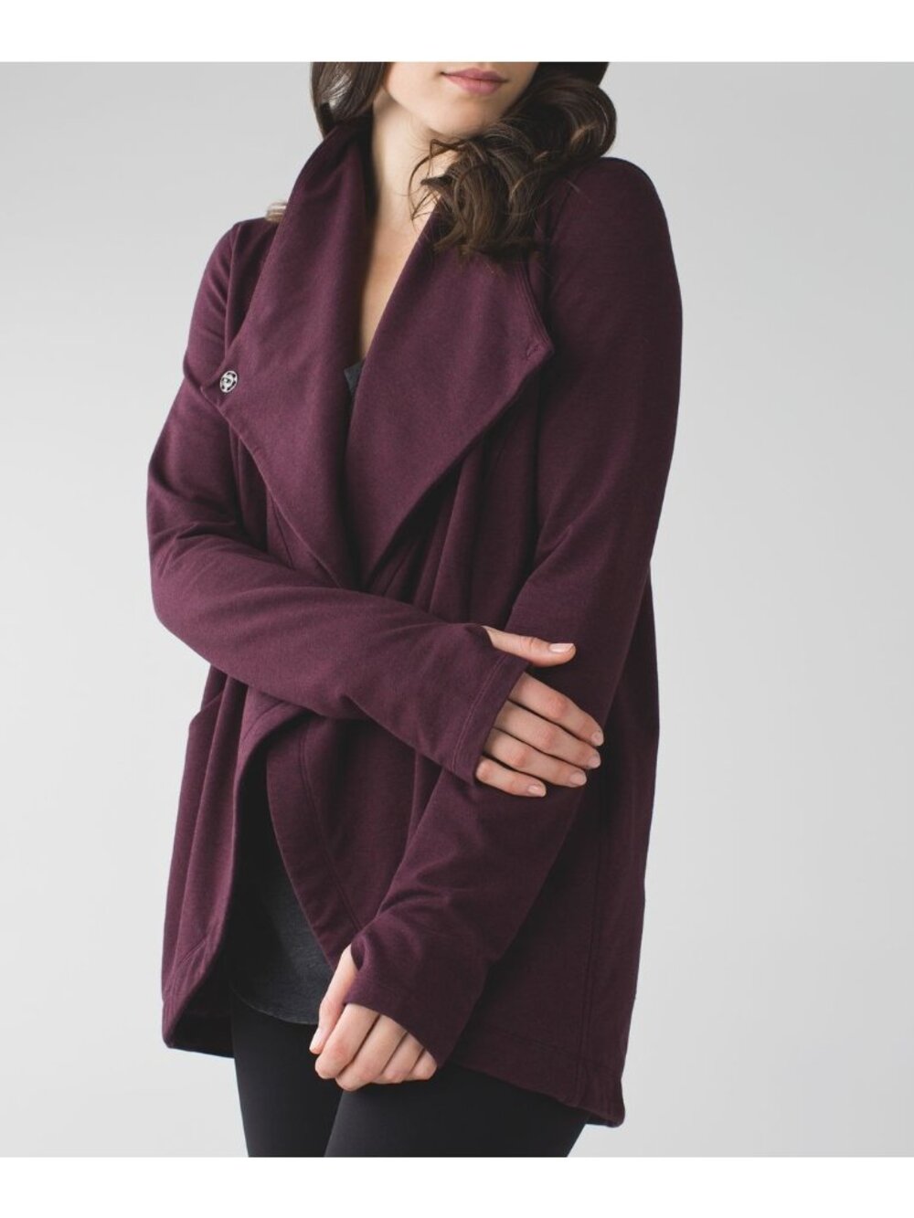 Lululemon That's A Wrap Cardigan Size 4 Heathered Bordeaux Drama Snap